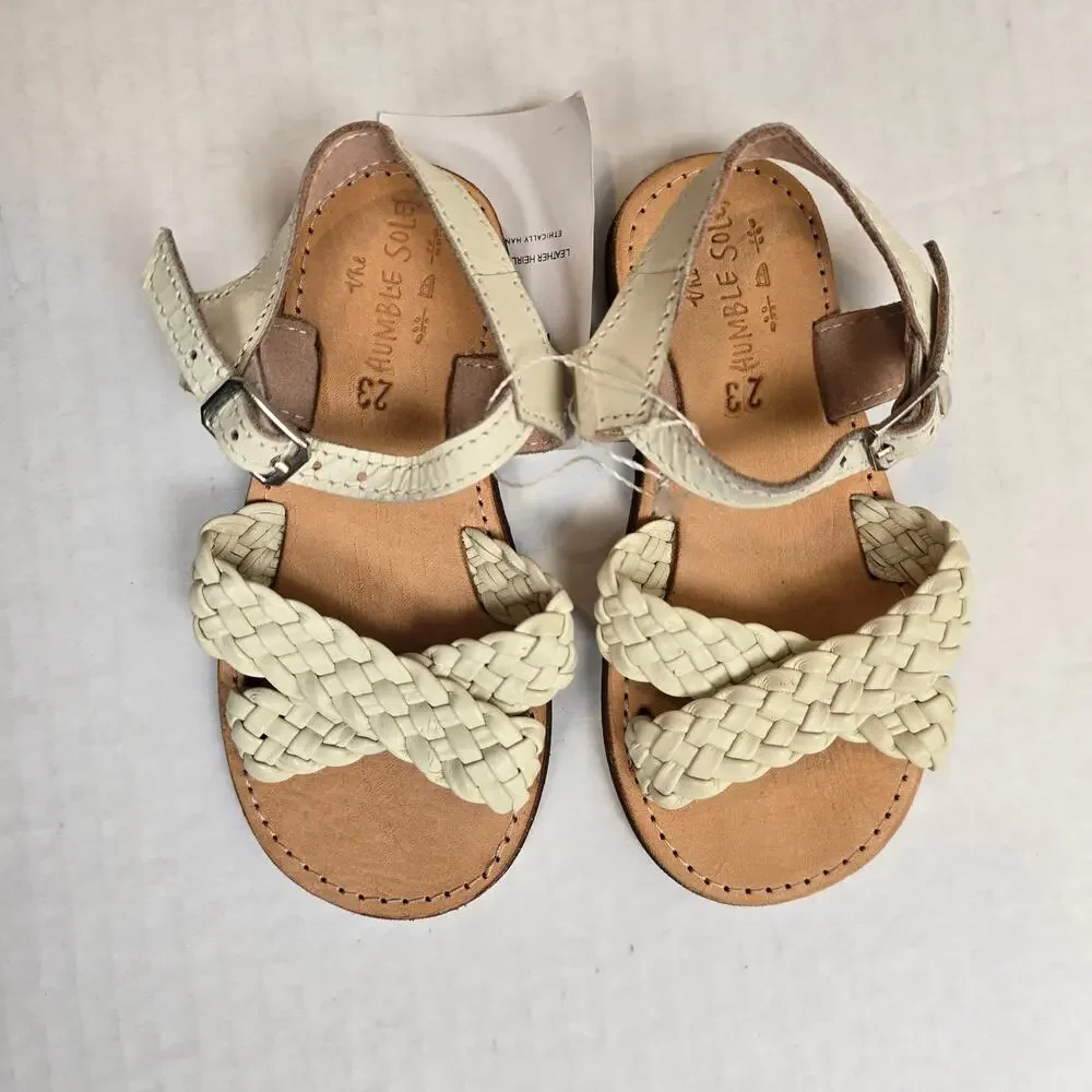 The Humble Soles Zara Sandals Size 23/7 Cream Leather Summer Beach
